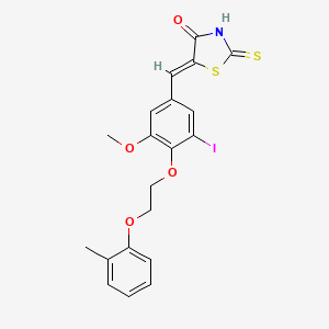 molecular formula C20H18INO4S2 B11675915 (5Z)-5-{3-iodo-5-methoxy-4-[2-(2-methylphenoxy)ethoxy]benzylidene}-2-thioxo-1,3-thiazolidin-4-one 