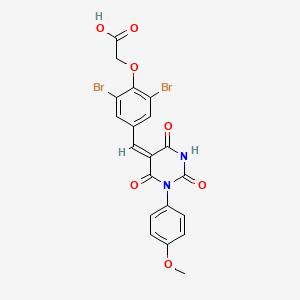 (2,6-dibromo-4-{(E)-[1-(4-methoxyphenyl)-2,4,6-trioxotetrahydropyrimidin-5(2H)-ylidene]methyl}phenoxy)acetic acid