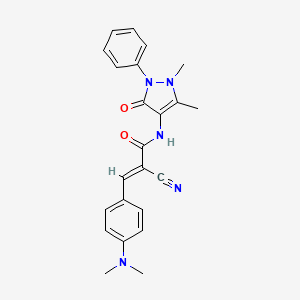 molecular formula C23H23N5O2 B11675935 (2E)-2-cyano-3-[4-(dimethylamino)phenyl]-N-(1,5-dimethyl-3-oxo-2-phenyl-2,3-dihydro-1H-pyrazol-4-yl)prop-2-enamide 