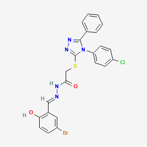 molecular formula C23H17BrClN5O2S B11675948 N'-[(E)-(5-bromo-2-hydroxyphenyl)methylidene]-2-{[4-(4-chlorophenyl)-5-phenyl-4H-1,2,4-triazol-3-yl]sulfanyl}acetohydrazide 