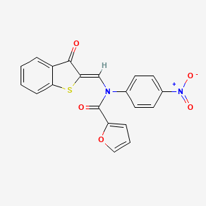 molecular formula C20H12N2O5S B11675958 N-(4-nitrophenyl)-N-[(Z)-(3-oxo-1-benzothiophen-2(3H)-ylidene)methyl]furan-2-carboxamide 