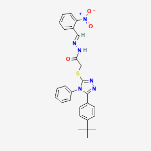 2-{[5-(4-tert-butylphenyl)-4-phenyl-4H-1,2,4-triazol-3-yl]sulfanyl}-N'-[(E)-(2-nitrophenyl)methylidene]acetohydrazide