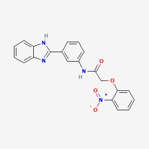 molecular formula C21H16N4O4 B11676060 N-[3-(1H-benzimidazol-2-yl)phenyl]-2-(2-nitrophenoxy)acetamide 