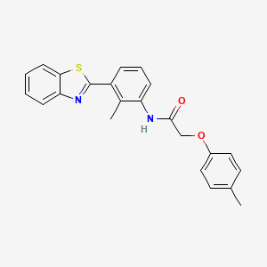 molecular formula C23H20N2O2S B11676107 N-[3-(1,3-benzothiazol-2-yl)-2-methylphenyl]-2-(4-methylphenoxy)acetamide 