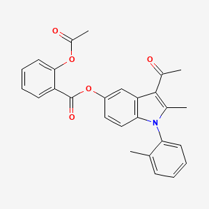 molecular formula C27H23NO5 B11676130 3-acetyl-2-methyl-1-(2-methylphenyl)-1H-indol-5-yl 2-(acetyloxy)benzoate 