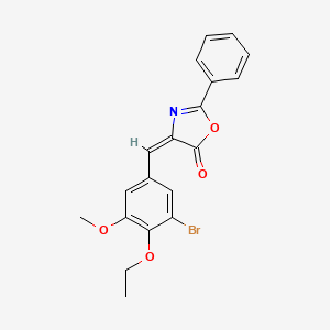 molecular formula C19H16BrNO4 B11676136 (4E)-4-(3-bromo-4-ethoxy-5-methoxybenzylidene)-2-phenyl-1,3-oxazol-5(4H)-one 