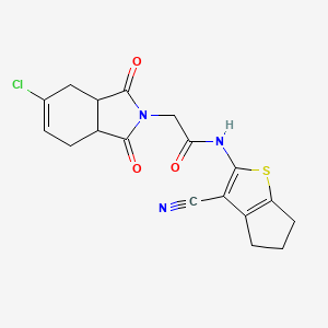 molecular formula C18H16ClN3O3S B11676151 2-(5-chloro-1,3-dioxo-1,3,3a,4,7,7a-hexahydro-2H-isoindol-2-yl)-N-(3-cyano-5,6-dihydro-4H-cyclopenta[b]thiophen-2-yl)acetamide 