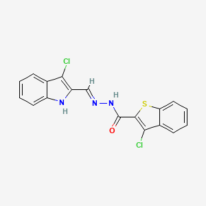 molecular formula C18H11Cl2N3OS B11676171 3-chloro-N'-[(E)-(3-chloro-1H-indol-2-yl)methylidene]-1-benzothiophene-2-carbohydrazide 