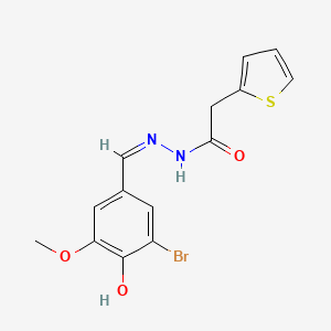 N'-[(Z)-(3-bromo-4-hydroxy-5-methoxyphenyl)methylidene]-2-(thiophen-2-yl)acetohydrazide