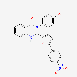 molecular formula C25H19N3O5 B11676228 3-(4-methoxyphenyl)-2-[5-(4-nitrophenyl)furan-2-yl]-2,3-dihydroquinazolin-4(1H)-one 