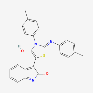 (3Z)-3-{(2Z)-3-(4-methylphenyl)-2-[(4-methylphenyl)imino]-4-oxo-1,3-thiazolidin-5-ylidene}-1,3-dihydro-2H-indol-2-one