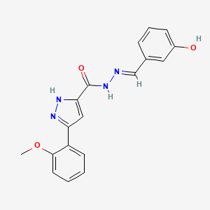 molecular formula C18H16N4O3 B11676284 N'-(3-Hydroxybenzylidene)-3-(2-methoxyphenyl)-1H-pyrazole-5-carbohydrazide 