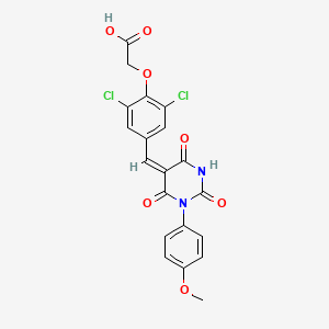 (2,6-dichloro-4-{(E)-[1-(4-methoxyphenyl)-2,4,6-trioxotetrahydropyrimidin-5(2H)-ylidene]methyl}phenoxy)acetic acid