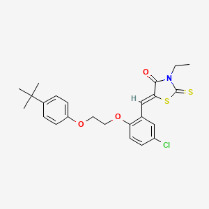 molecular formula C24H26ClNO3S2 B11676347 (5Z)-5-({2-[2-(4-Tert-butylphenoxy)ethoxy]-5-chlorophenyl}methylidene)-3-ethyl-2-sulfanylidene-1,3-thiazolidin-4-one 