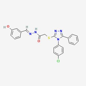 2-{[4-(4-chlorophenyl)-5-phenyl-4H-1,2,4-triazol-3-yl]sulfanyl}-N'-[(E)-(3-hydroxyphenyl)methylidene]acetohydrazide