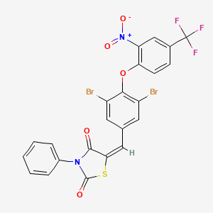 (5E)-5-{3,5-dibromo-4-[2-nitro-4-(trifluoromethyl)phenoxy]benzylidene}-3-phenyl-1,3-thiazolidine-2,4-dione