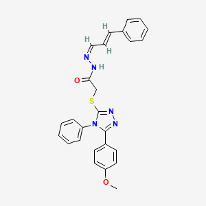 2-{[5-(4-Methoxyphenyl)-4-phenyl-4H-1,2,4-triazol-3-YL]sulfanyl}-N'-[(1Z,2E)-3-phenylprop-2-EN-1-ylidene]acetohydrazide