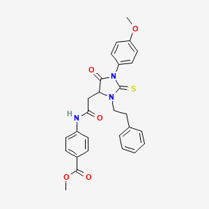 Methyl 4-({[1-(4-methoxyphenyl)-5-oxo-3-(2-phenylethyl)-2-thioxoimidazolidin-4-yl]acetyl}amino)benzoate