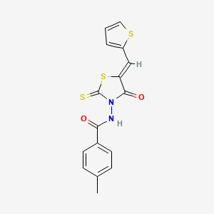 4-methyl-N-[(5Z)-4-oxo-5-(thiophen-2-ylmethylidene)-2-thioxo-1,3-thiazolidin-3-yl]benzamide