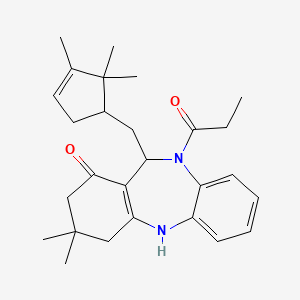 3,3-dimethyl-10-propanoyl-11-[(2,2,3-trimethylcyclopent-3-en-1-yl)methyl]-2,3,4,5,10,11-hexahydro-1H-dibenzo[b,e][1,4]diazepin-1-one