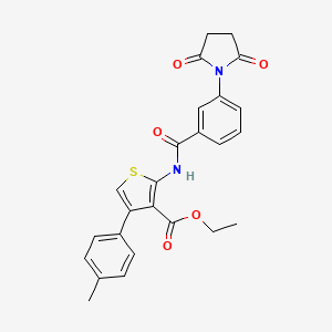 molecular formula C25H22N2O5S B11676452 2-[3-(2,5-Dioxo-pyrrolidin-1-yl)-benzoylamino]-4-p-tolyl-thiophene-3-carboxylic acid ethyl ester 