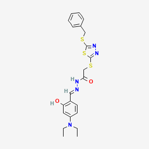 2-{[5-(Benzylsulfanyl)-1,3,4-thiadiazol-2-YL]sulfanyl}-N'-[(E)-[4-(diethylamino)-2-hydroxyphenyl]methylidene]acetohydrazide