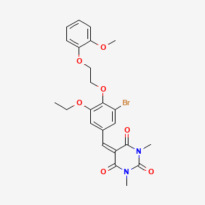 molecular formula C24H25BrN2O7 B11676467 5-({3-Bromo-5-ethoxy-4-[2-(2-methoxyphenoxy)ethoxy]phenyl}methylidene)-1,3-dimethyl-1,3-diazinane-2,4,6-trione 