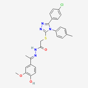 2-{[5-(4-chlorophenyl)-4-(4-methylphenyl)-4H-1,2,4-triazol-3-yl]sulfanyl}-N'-[(1E)-1-(4-hydroxy-3-methoxyphenyl)ethylidene]acetohydrazide