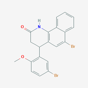 molecular formula C20H15Br2NO2 B11676494 6-bromo-4-(5-bromo-2-methoxyphenyl)-3,4-dihydrobenzo[h]quinolin-2(1H)-one 