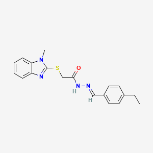 molecular formula C19H20N4OS B11676503 N'-[(E)-(4-ethylphenyl)methylidene]-2-[(1-methyl-1H-benzimidazol-2-yl)sulfanyl]acetohydrazide 