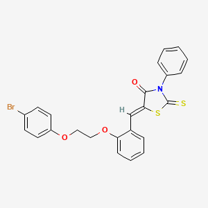 molecular formula C24H18BrNO3S2 B11676560 (5Z)-5-{2-[2-(4-bromophenoxy)ethoxy]benzylidene}-3-phenyl-2-thioxo-1,3-thiazolidin-4-one 