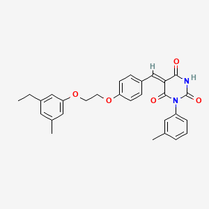 molecular formula C29H28N2O5 B11676566 (5Z)-5-{4-[2-(3-ethyl-5-methylphenoxy)ethoxy]benzylidene}-1-(3-methylphenyl)pyrimidine-2,4,6(1H,3H,5H)-trione 