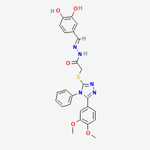 molecular formula C25H23N5O5S B11676569 N'-[(E)-(3,4-dihydroxyphenyl)methylidene]-2-{[5-(3,4-dimethoxyphenyl)-4-phenyl-4H-1,2,4-triazol-3-yl]sulfanyl}acetohydrazide 