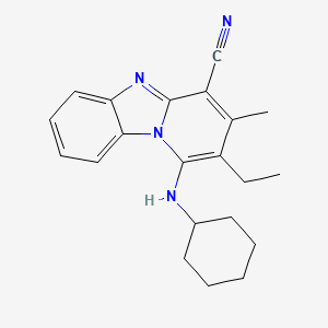 molecular formula C21H24N4 B11676573 1-(Cyclohexylamino)-2-ethyl-3-methylpyrido[1,2-a]benzimidazole-4-carbonitrile 