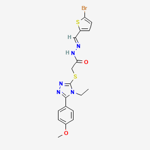 molecular formula C18H18BrN5O2S2 B11676578 N'-[(E)-(5-bromothiophen-2-yl)methylidene]-2-{[4-ethyl-5-(4-methoxyphenyl)-4H-1,2,4-triazol-3-yl]sulfanyl}acetohydrazide 