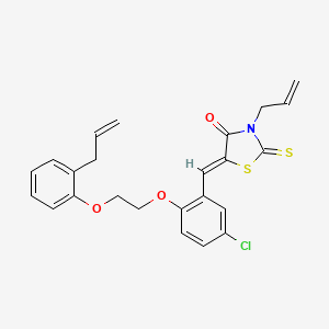 molecular formula C24H22ClNO3S2 B11676587 (5Z)-5-(5-chloro-2-{2-[2-(prop-2-en-1-yl)phenoxy]ethoxy}benzylidene)-3-(prop-2-en-1-yl)-2-thioxo-1,3-thiazolidin-4-one 