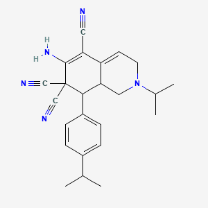 molecular formula C24H27N5 B11676641 6-amino-2-(propan-2-yl)-8-[4-(propan-2-yl)phenyl]-2,3,8,8a-tetrahydroisoquinoline-5,7,7(1H)-tricarbonitrile 