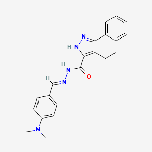 molecular formula C21H21N5O B11676646 N'-[(E)-[4-(Dimethylamino)phenyl]methylidene]-1H,4H,5H-benzo[G]indazole-3-carbohydrazide 