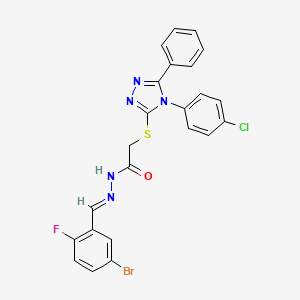 molecular formula C23H16BrClFN5OS B11676683 N'-[(E)-(5-bromo-2-fluorophenyl)methylidene]-2-{[4-(4-chlorophenyl)-5-phenyl-4H-1,2,4-triazol-3-yl]sulfanyl}acetohydrazide 