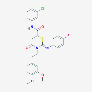 (2Z)-N-(3-chlorophenyl)-3-[2-(3,4-dimethoxyphenyl)ethyl]-2-[(4-fluorophenyl)imino]-4-oxo-1,3-thiazinane-6-carboxamide