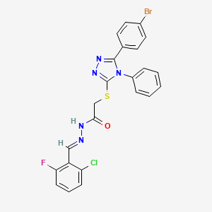 2-{[5-(4-bromophenyl)-4-phenyl-4H-1,2,4-triazol-3-yl]sulfanyl}-N'-[(E)-(2-chloro-6-fluorophenyl)methylidene]acetohydrazide