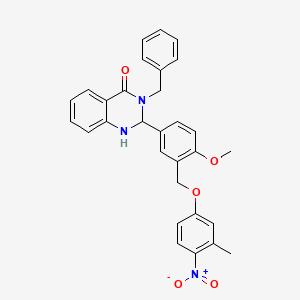 molecular formula C30H27N3O5 B11676757 3-benzyl-2-{4-methoxy-3-[(3-methyl-4-nitrophenoxy)methyl]phenyl}-2,3-dihydroquinazolin-4(1H)-one 