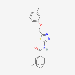 molecular formula C21H25N3O2S B11676764 N-{5-[(3-methylphenoxy)methyl]-1,3,4-thiadiazol-2-yl}adamantane-1-carboxamide 