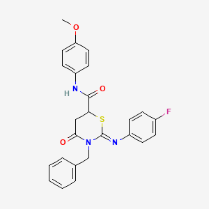 molecular formula C25H22FN3O3S B11676767 (2Z)-3-benzyl-2-[(4-fluorophenyl)imino]-N-(4-methoxyphenyl)-4-oxo-1,3-thiazinane-6-carboxamide 