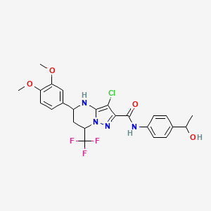 3-chloro-5-(3,4-dimethoxyphenyl)-N-[4-(1-hydroxyethyl)phenyl]-7-(trifluoromethyl)-4,5,6,7-tetrahydropyrazolo[1,5-a]pyrimidine-2-carboxamide