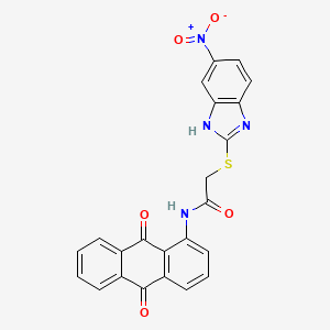 molecular formula C23H14N4O5S B11676792 N-(9,10-dioxo-9,10-dihydroanthracen-1-yl)-2-[(5-nitro-1H-benzimidazol-2-yl)sulfanyl]acetamide 