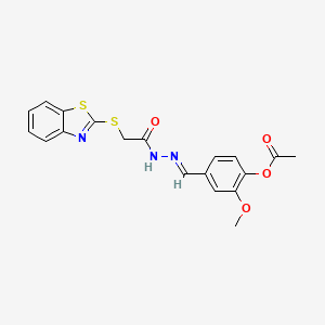 4-[(E)-{2-[(1,3-benzothiazol-2-ylsulfanyl)acetyl]hydrazinylidene}methyl]-2-methoxyphenyl acetate