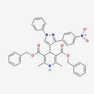 dibenzyl 2,6-dimethyl-4-[3-(4-nitrophenyl)-1-phenyl-1H-pyrazol-4-yl]-1,4-dihydro-3,5-pyridinedicarboxylate