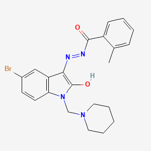 N'-[(3Z)-5-bromo-2-oxo-1-(piperidin-1-ylmethyl)-1,2-dihydro-3H-indol-3-ylidene]-2-methylbenzohydrazide