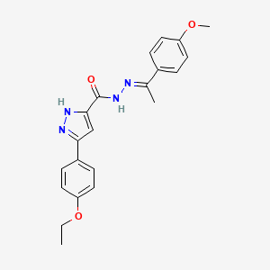 molecular formula C21H22N4O3 B11676807 3-(4-ethoxyphenyl)-N'-[(1E)-1-(4-methoxyphenyl)ethylidene]-1H-pyrazole-5-carbohydrazide 